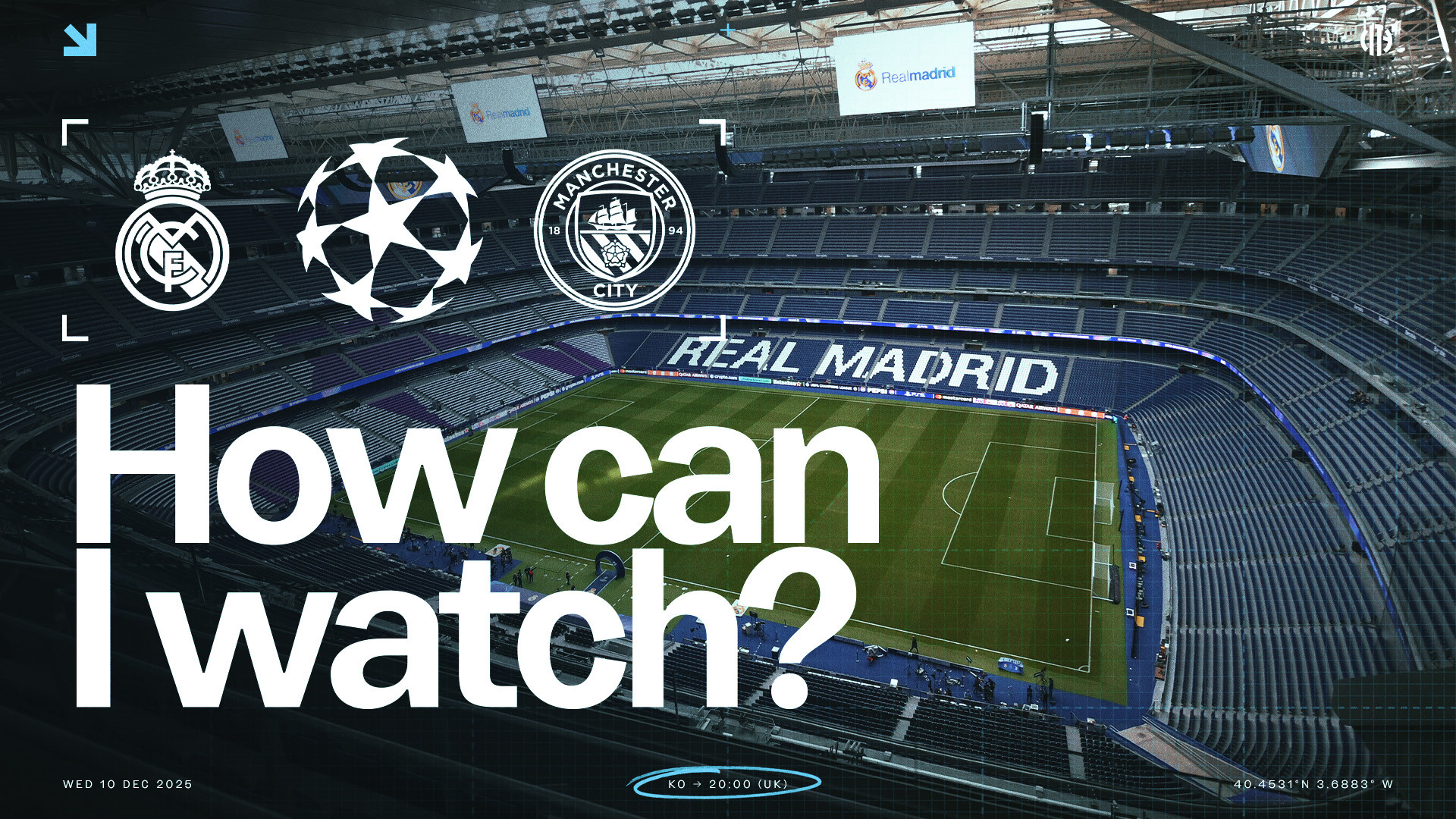 How can I watch Real Madrid v City on TV?